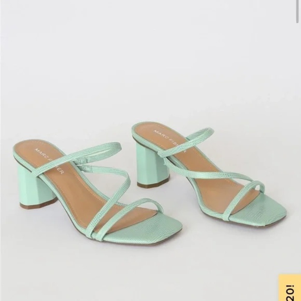 Marc Fisher | Alaina Strappy Heel Sandals | Size 6.5 / Euro 37 - Teal/Blue